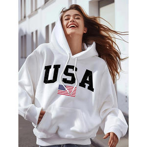 Sudadera con Capucha de Moda Otoñal de Alta Calidad al por Mayor, con Estampado de Letras y Dibujos Animados, Estilo Deportivo Holgado, Estilo Europeo y Americano para Mujer - Product Image 1