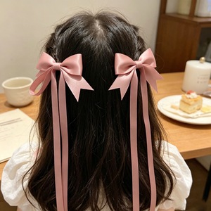 Accesorios para el cabello para niños, cintas largas, pinzas para el cabello, horquillas de doble capa estilo princesa para niñas pequeñas, estilo princesa. - Product Image 1
