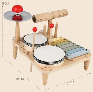 Children Wooden Orff Music Percussion Instruments Harp Percussion Gongs Kids Hand Xylophone Toys Set For Boy And Girl