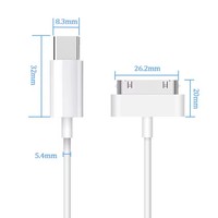 Adaptador de Cable de 30 Pines, Accesorios, Cable de Carga y Datos Nano Touch, Cargador Tipo-C