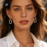 Boucles d'oreilles créoles ovales entrelacées élégantes SUMMLY, pendantes minimalistes, hypoallergéniques, chic, pour le quotidien, bijoux de mode pour femme