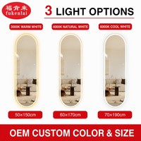 Miroir mural de luxe Fullkenlight, grand format, sans cadre, pour toute la silhouette, avec rétroéclairage LED en forme de capsule, miroir de pleine longueur
