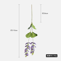 Tige de fleur artificielle Medinilla Magnifica de 110 cm, branche de vigne de rose suspendue à 2 têtes en soie pour décoration de plafond de mariage et de la maison