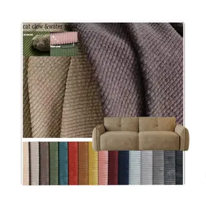 Groothandel Hoge Kwaliteit 100% Polyester Corduroy Fluweel 340Gsm Stretch Gestreepte Bekleding Sofa Stof Voor Banken Thuis Textiel