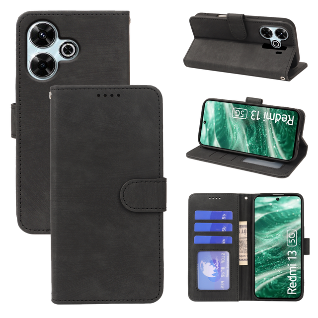 Flip Wallet Mobile Phone Case for Redmi A5 4G Note 14S K80 5G PU Leather Magnetic Protective Cover