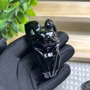 خفافيش كريستالية طبيعية مصنوعات حرفية شعبية منحوتات حيوانية منحوتات خفاش سبج أسود يوبيرليت للبيع - Product Image 5