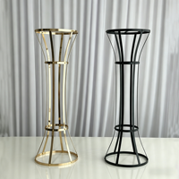 Vase à fleurs noir brillant doré, centre de table pour mariage, décoration de table, support à fleurs en métal de 90 cm de haut