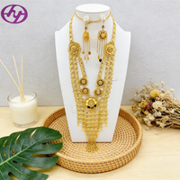 Ensemble de bijoux Hongyue de luxe plaqué or 24 carats, design tournesol arabe, collier et boucles d'oreilles pour femmes, pour mariage et fête