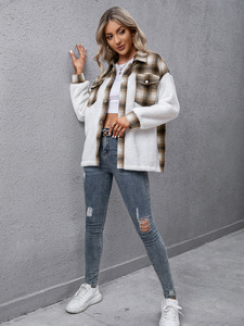 <span class=keywords><strong>Manteau</strong></span> chaud en peluche polaire à <span class=keywords><strong>carreaux</strong></span> pour femme, <span class=keywords><strong>surchemise</strong></span> à <span class=keywords><strong>carreaux</strong></span>, collection automne et hiver - Product Image 4