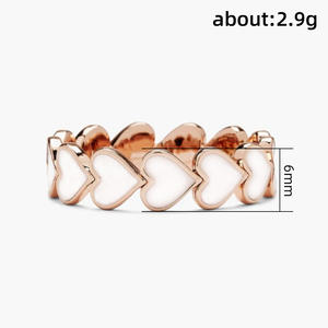 2025 nuevos anillos de esmalte de corazón para mujer, anillos de promesa de amor blanco con temperamento de Color oro rosa, alianzas de boda - Product Image 3