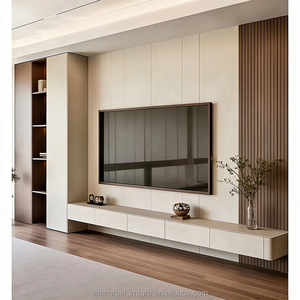 Meuble <span class=keywords><strong>TV</strong></span> moderne en bois avec base flottante et éclairage LED, unité <span class=keywords><strong>TV</strong></span> pour le salon, meuble <span class=keywords><strong>TV</strong></span> mural, meubles de salon - Product Image 4