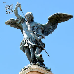 Statua di San Michele Arcangelo in Bronzo a Grandezza Naturale, Scultura Religiosa di Angelo che Elimina i Demonio per Esterni - Product Image 5