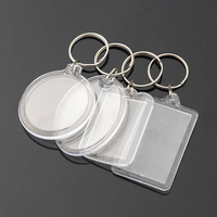 Porte-clés en acrylique transparent personnalisé pas cher avec logo imprimé numériquement, cadre photo en plastique vierge, insert transparent pour photo