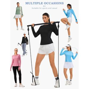Haut de sport ajusté à manches longues pour femme FOXA, en polyester uni, pour la gym, le yoga, la course à pied et l'entraînement, design sans couture - Product Image 4