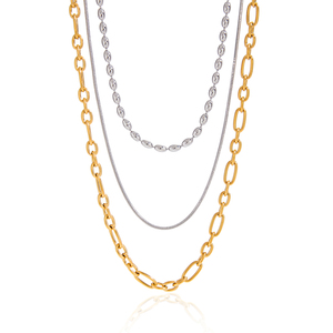 Collana Multistrato J&D in Acciaio Inox Placcato Oro 18K PVD, Catena Minimalista Bicolore Fatta a Mano - Product Image 6