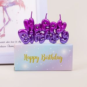 Bougies en forme de lettre Joyeux Anniversaire, dégradé irisé, en cire de soja, décorations d'anniversaire - Product Image 3