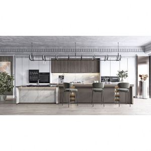 Armoires de cuisine modulaires modernes de haute qualité, personnalisées, en contreplaqué de luxe, laquées, accessoires modernes dans les armoires - Product Image 1