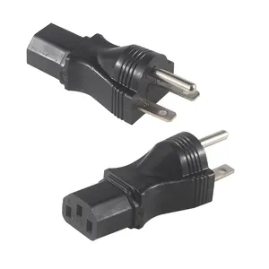 Adaptador de corriente para conexión PDU, convertidor NEMA 5-15P a IEC 60320-C13, 3 clavijas C13, 10A/125V