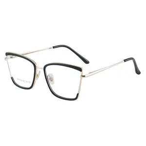 热卖猫眼眼镜架女士蓝光光学眼镜性感红色金属眼镜架女士2024