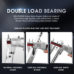 Aolisheng 53mm nhiệm vụ nặng nề cán nguội thép 120kgs tải Khóa ngăn kéo Slide 3-Fold mở rộng đầy đủ side núi RV RUNNERS - Product Image 4