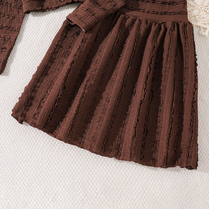 Set di Abbigliamento per Ragazze Autunno 2026, Camicia a Maniche Lunghe Marrone e <span class=keywords><strong>Gonna</strong></span>, 2 Pezzi, Outfit alla Moda - Product Image 5
