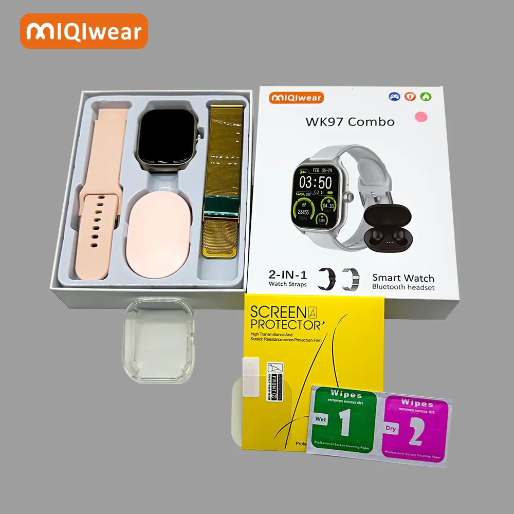 2024 Hot sell WK97 2 in 1 Smart Watch 2.02Inch Touch Screen Series9 TWS earphone Earbuds Health Sports Music smart watch