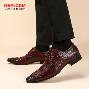 Chaussures habillées en cuir véritable noir sur mesure OEM pour hommes, style Oxford à bout pointu, à lacets, imprimé animal, antidérapantes, pour le bureau et les occasions formelles - Product Image 3