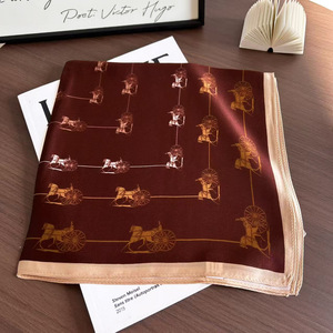 Écharpe en <span class=keywords><strong>soie</strong></span> de mûrier 100% de haute qualité, 53 cm, petite écharpe, marque de luxe, écharpe imprimée, écharpe en <span class=keywords><strong>soie</strong></span> pour femmes - Product Image 5