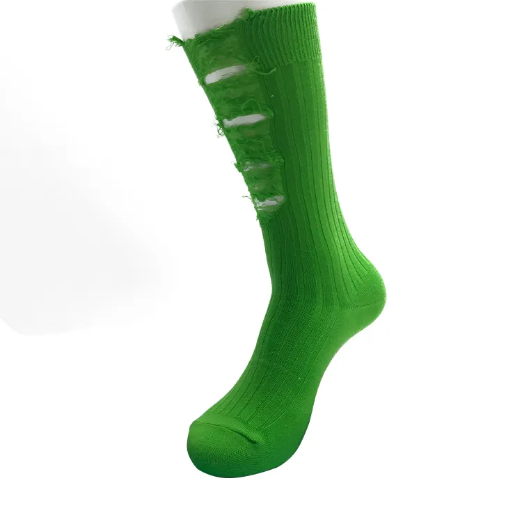 New Trendy Fashion Cotton Green Socks Scrunch Fun Socks Distressed Character Socks