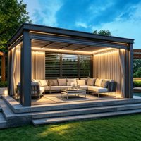 Pergola motorisée à lames orientables en alliage d'aluminium thermolaqué, étanche et isolante thermiquement, 3x4, pour balcon, pavillon extérieur, cour