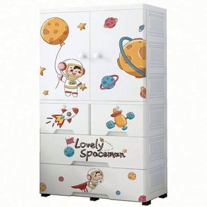 Haogle 3 Layer Double Door Stainless Steel Plastic Injection Modern Baby <b>Storage</b> <b>Drawer</b> Portable Kid Clothing Organizer Cabinet - Product Image 1