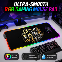 Tapis de souris RGB XXL, grand tapis de souris de jeu LED avec 14 modes d'éclairage pour les joueurs sur PC, tapis de bureau