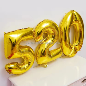 <span class=keywords><strong>Globos</strong></span> de Números de Colores para Decoración de Fiestas de Cumpleaños en Dorado y Plateado con Números del 0 al 9 sobre un Fondo Metálico, 16 Pulgadas de Diámetro - Product Image 3