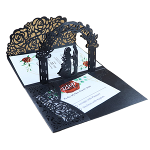 Favour Pop Up® Biglietto di Nozze 3D con Coppia di Sposi in Danza Elegante Cornice Dorata Auguri Personalizzati