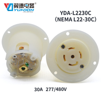 Pour YDA-L2230C NEMA L22-30C Prise industrielle en laiton et nylon 30A 277/480V 4 pôles 5 fils avec mise à la terre et flange de verrouillage