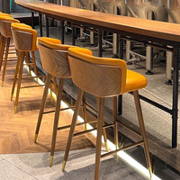Tabouret de bar haut moderne en bois massif de style nordique et américain, pour usage commercial, sans accoudoirs
