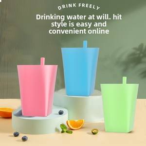 Vaso con pajita integrada para bebés y niños, taza de plástico de calidad alimentaria, botella de agua para niños - Product Image 2