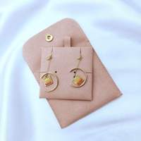 Jinsky paquet de bijoux bague et collier avec logo personnalisé pochette à bouton pression en microfibre sacs à bijoux logo personnalisé avec carte à insérer