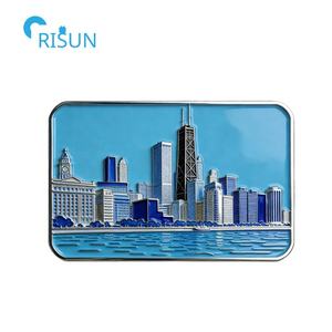 Personalisierte Souvenir-Geschenke Vereinigte Staaten Chicago <span class=keywords><strong>Illinois</strong></span> Kühlschrankmagnet Anstecknadel Abzeichen Brosche Maßgefertigter Chicago Emaille-<span class=keywords><strong>Pin</strong></span> - Product Image 6