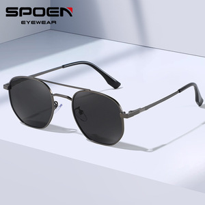 SPOEN Polarized <b>Sunglasses</b> Men <b>Round</b> Metal <b>Frame</b> UV400 Outdoor Pilot Style - Product Image 1
