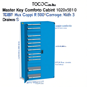 Fami Master Key Comfort <b>Drawer</b> Cabinet 1020x598x2000 Mm Capri Blue Ral5019 <b>Tool</b> Storage With 3 <b>Drawers</b> - Product Image 3