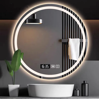 Miroir de salle de bains intelligent rond moderne avec lumière LED écran tactile interrupteur coiffeuse maquillage miroir de bain pour hôtel