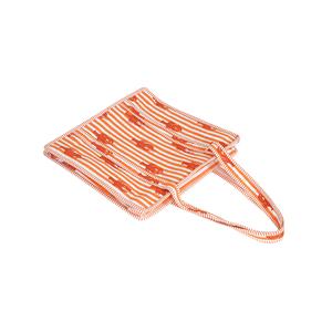 Bolso de mano de algodón con estampado de langosta a rayas naranjas, estilo playero de verano, con cierre de cremallera, estilo de estampado en bloque - Product Image 6