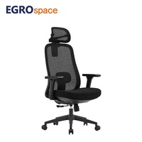 Fauteuil de bureau ergonomique de direction EGROspace à dossier haut, pivotant, avec accoudoirs en maille, pour réunions et personnel