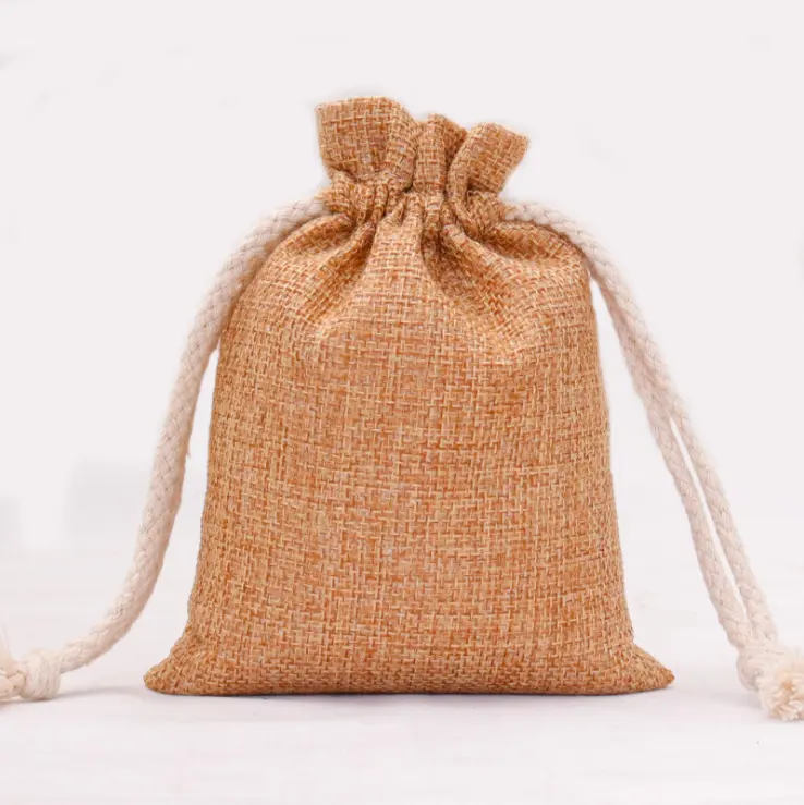 Sacchetto regalo con coulisse in juta con sacchetto di lino piccolo ecologico