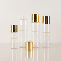 Flacon Vide Blanc en Plastique PET Transparent pour Tonique Visage avec Bouchon Doré, Tailles Disponibles : 100ml, 120ml, 150ml, 200ml, 250ml, 500ml, pour Masque Facial et Lotion