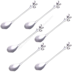 Ensemble de couverts colorés en acier inoxydable en forme de feuilles H2O pour café, thé, fruits et desserts – Vente en gros - Product Image 5