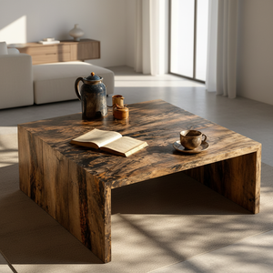 Mesa de Centro de Madera Maciza Reciclada Ecológica con Diseño de Cascada, Pieza Central de Lujo Hecha a Mano para Muebles de Hogar Modernos - Product Image 5