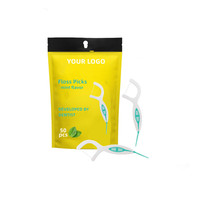 Cure-dents et fil dentaire 2 en 1, saveur menthe, marque privée, produit d'hygiène bucco-dentaire en plastique, nettoyage efficace, cure-dents et fil dentaire