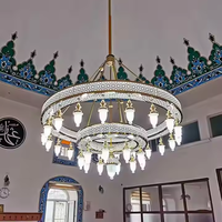 Grand lustre en fer de style arabe personnalisé pour les halls d'hôtel à haut plafond et les salles de banquets des mosquées marocaines